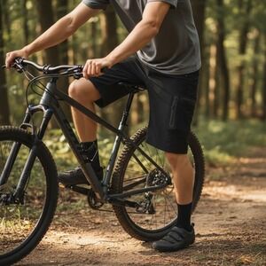 MTB Mountain Bike Shorts Mens XXL Black Zippered Cargo Pockets Adjustable Waist